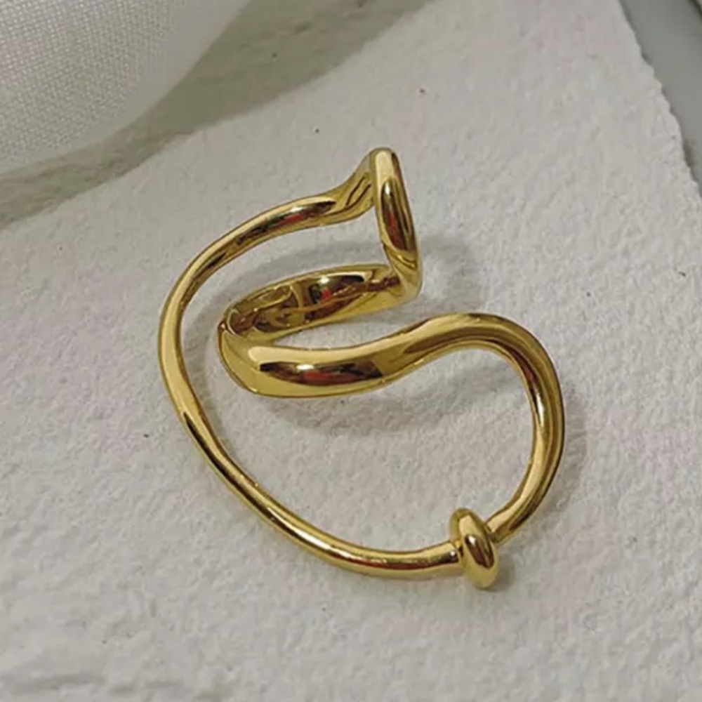 Irregular Gold Plated Swirl Resizable Ring - Picture 7 of 8